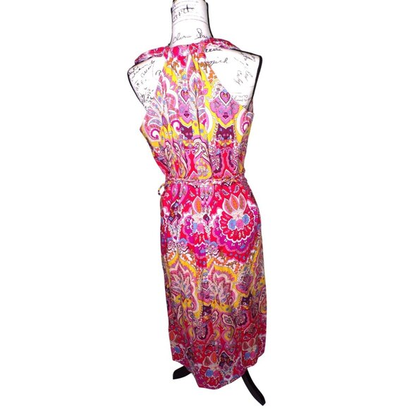 🆕 Mille Marilyn Paisley Halter Neck Full Skirt Midi Dress Cotton Medium - Picture 11 of 13
